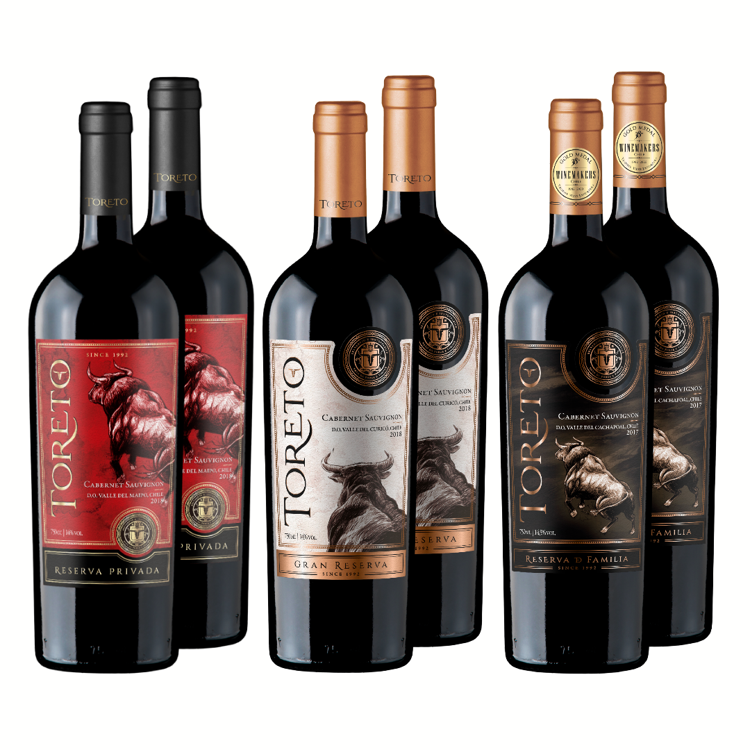 Pack Mix Toreto | Cepas Tintas | Caja 6 Botellas 750cc